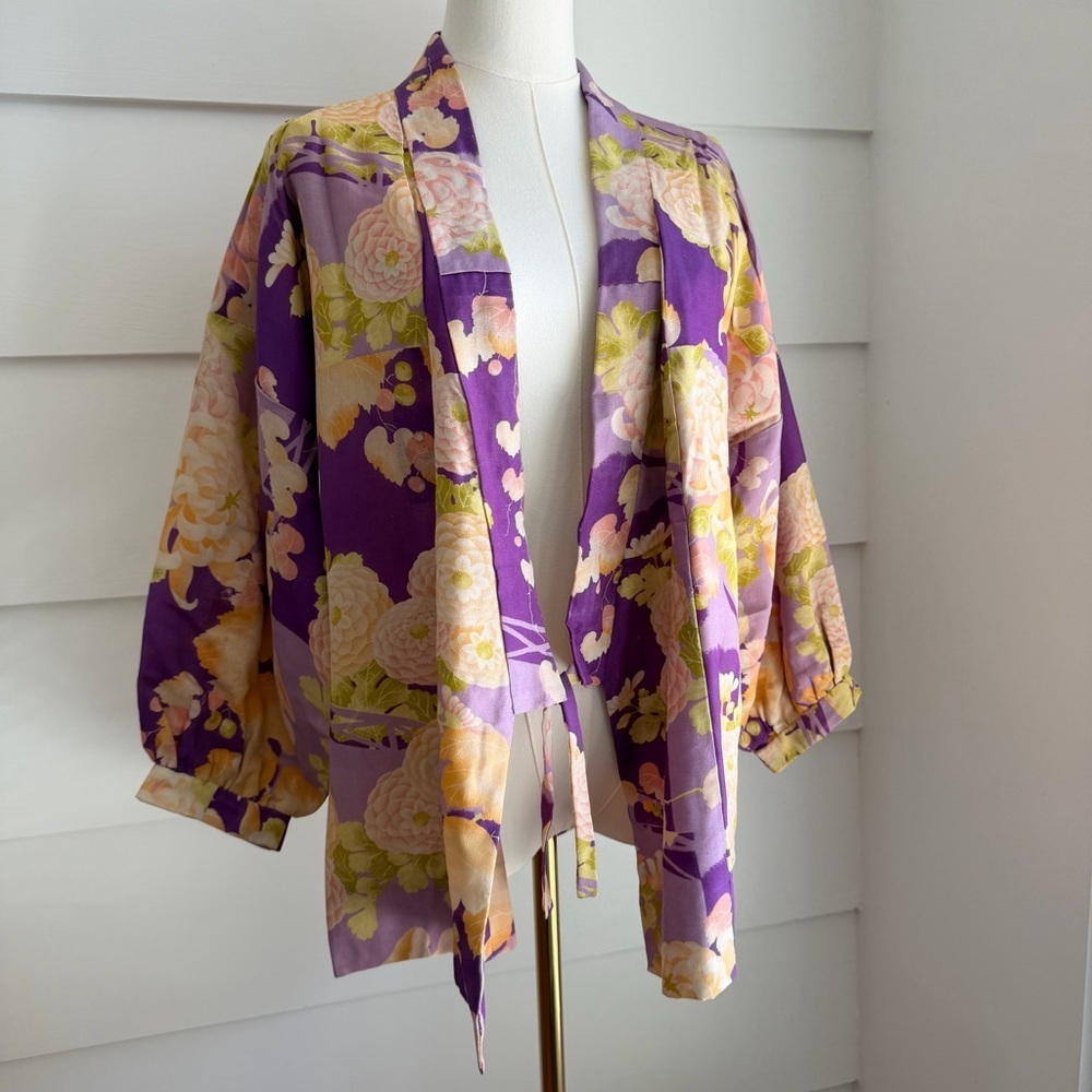 Vintage Floral Print Kimono Jacket Haori Jacket